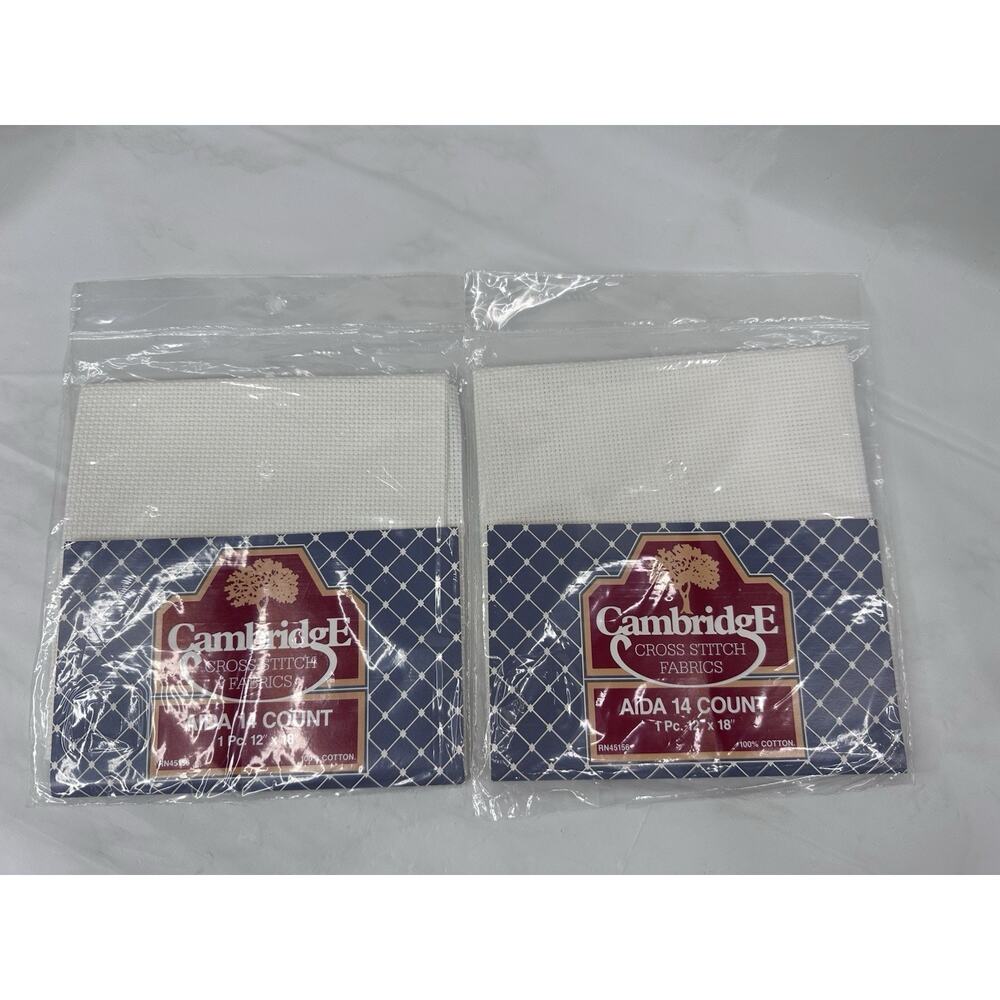 Cross Stitch Fabric Aida 14 count 1 Pc 12x18” 100% Cotton Lot Of 2 Cambridge